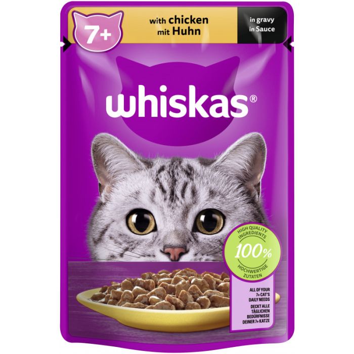 WHISKAS® Portionsbeutel 7+ mit Huhn in Sauce 85g-3065890155107