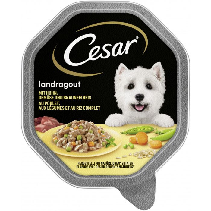 CESAR® Schale Landragout mit Huhn, Gemüse und braunem Reis 150g-3065890120754