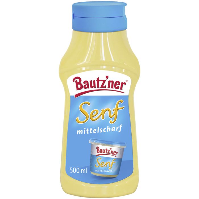 Bautz'ner Senf Mittelscharf Flasche 500ml-4012860983153