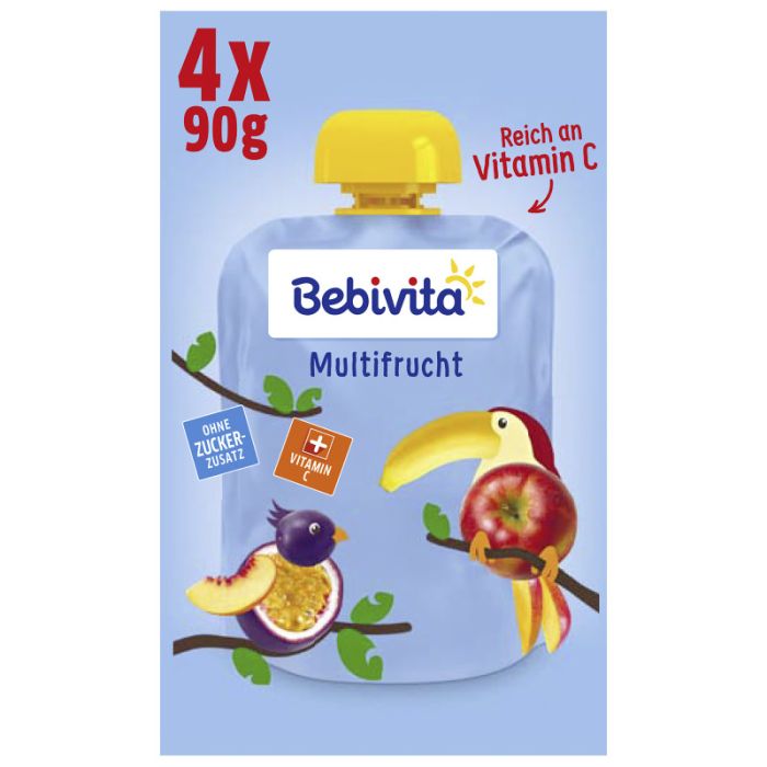 Bebivita Quetschbeutel Frucht Multifrucht, 4x90g -4018852016892