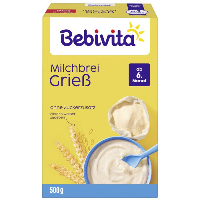 Bebivita Milchbreie ohne Zuckerzusatz Milchbrei Grieß, 500g-4018852036593