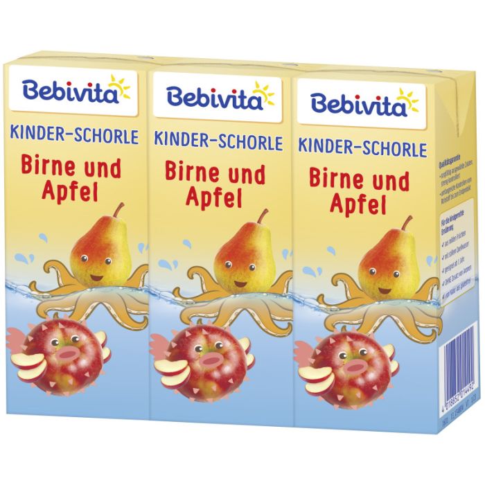 Bebivita Kinder-Schorle, Birne und Apfel, 3 x 200ml -4018852014492
