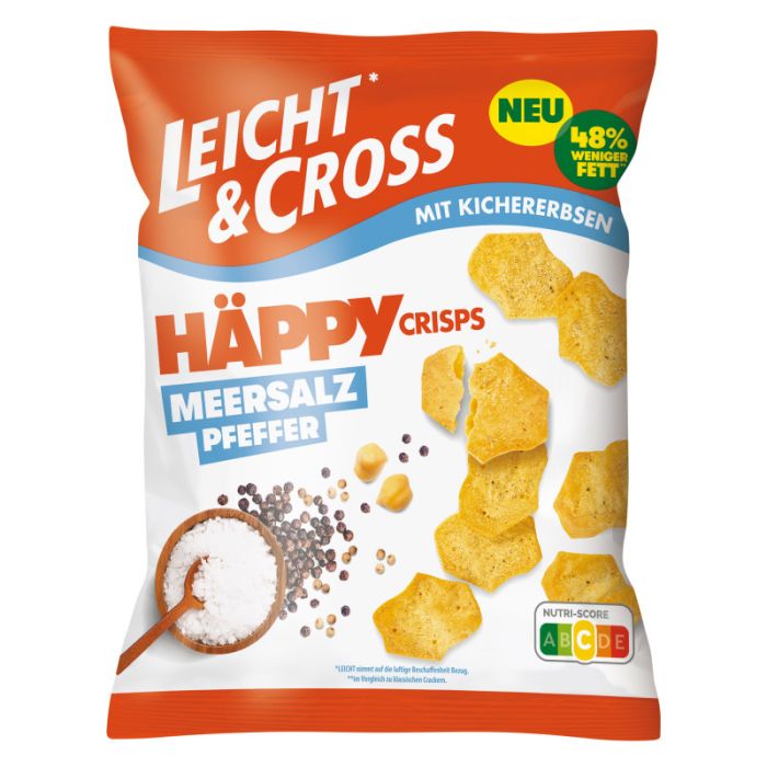 Leicht & Cross Häppy Crisps mit Kichererbsen Meersalz Pfeffer 80g-4001518117637