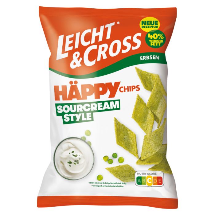 Leicht & Cross Häppy Chips Erbsen Sourcream Style 90g-4001518117699