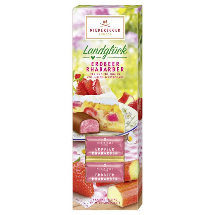 Niederegger Pralinen "Landglück" Erdbeer-Rhabarber in Vollmilch-Schokolade 100g-4000161020493