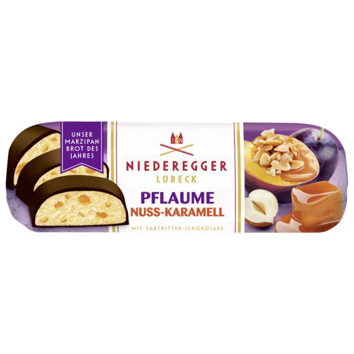 Niederegger Unser Marzipan Brot des Jahres 2025 »Pflaume-Nuss-Karamell« in Zartbitter-Schokolade 125g-4000161050957