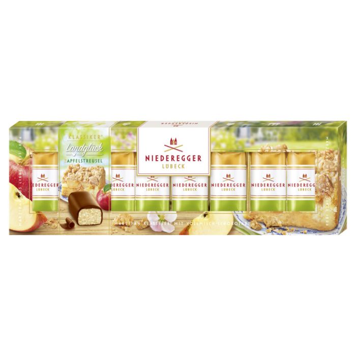Niederegger Marzipan Klassiker® "Landglück" Typ Apfelstreusel in Vollmilch-Schokolade 100g-4000161100713