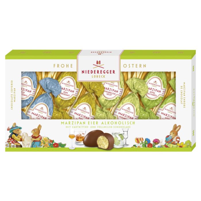 Niederegger Marzipan Eier Variationen, alkoholisch, 4-fach sortiert 100g-4000161600251