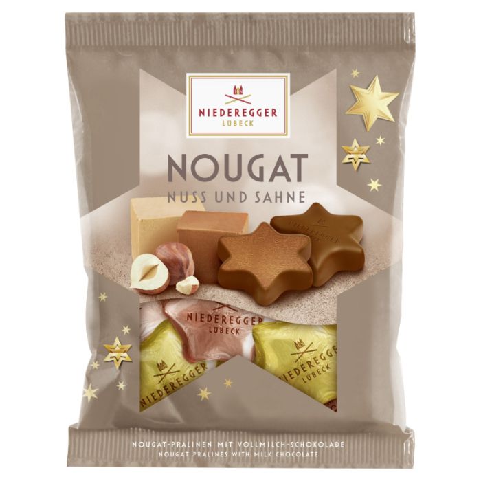 Niederegger Nuss- und Sahne-Nougat Sterne in Vollmilch-Schokolade im Beutel 87g-4000161750352