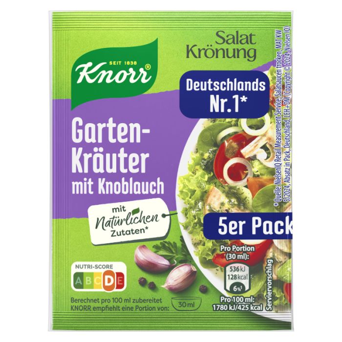 Knorr Salatkrönung Gartenkräuter Knoblauch Dressing 5er-Pack 450ml-8714100823576