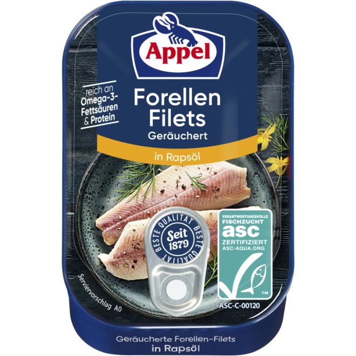 Appel ASC geräucherte Forellen-Filets in Rapsöl 110g-4020500977011