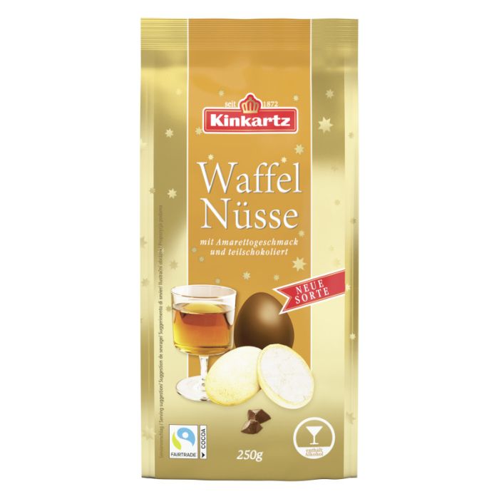 Kinkartz Waffelnüsse Amaretto Vollmilch teilschokoliert 250g-4035900580204