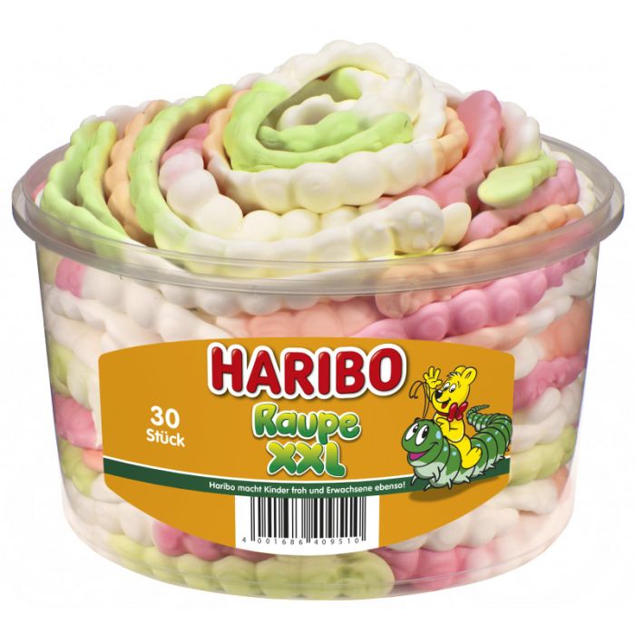 Haribo Raupe XXL Schaumzucker 1 Dose 30 Stk. = 960g-4001686409510