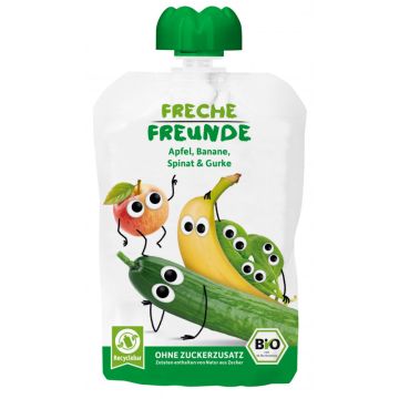 Freche Freunde Bio Quetschie Apfel, Banane, Spinat & Gurke 100g-4260249142343