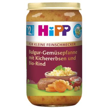 HiPP Bulgur-Gemüsepfanne mit Kichererbsen und Bio-Rind, 250g-4062300348004