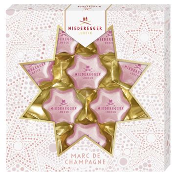 Niederegger Pralinen Sterne Marc de Champagne in weisser Schokolad 125g-4000161020899