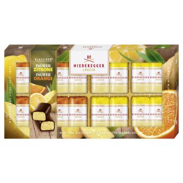 Niederegger Marzipan Klassiker Duo Ingwer-Orange und Ingwer-Zitrone in Zartbitter-Schokolade 200g-4000161110941
