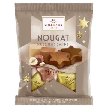 Niederegger Nuss- und Sahne-Nougat Sterne in Vollmilch-Schokolade im Beutel 87g-4000161750352