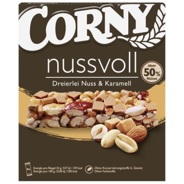 Corny nussvoll Dreierlei Nuss & Karamell 4 x 24g = 96g-4011800549312