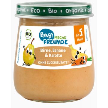 Freche Freunde Bio Gläschen Birne, Banane & Karotte 120g-4260618525555