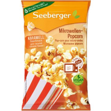 Seeberger Mikrowelle Popcorn mit Karamell-Geschmack 90g-4008258525043