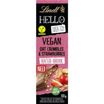 Lindt HELLO VEGAN Oat Crumbles Strawberry 100g-4000539244803