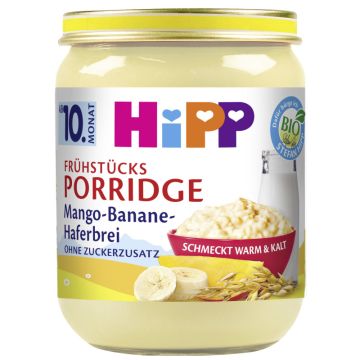 HiPP Bio Frühstücks-Porridge Mango-Banane-Haferbrei, 160g-4062300409064