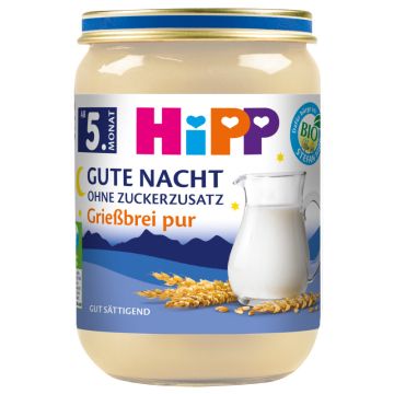 HiPP Bio Gute Nacht, Grießbrei pur, ohne Zuckerzusatz, 190g-4062300123175