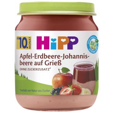 HiPP, Apfel-Erdbeere-Johannisbeere auf Grieß, 200g-4062300441040