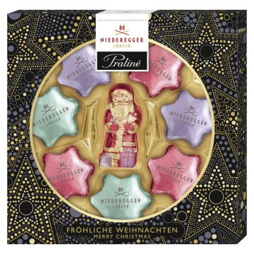 Niederegger Praliné Weihnachtssterne mit Weihnachtsmann 100g-4000161020752