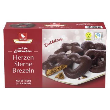 Weiss Herzen/Sterne/Brezeln Zartbitter 500g-4003160110301