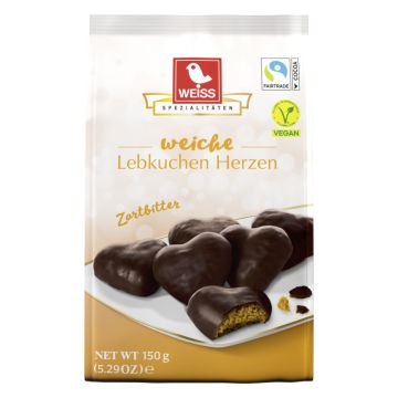 Weiss Lebkuchen-Herzen Zartbitter 150g-4003160279602