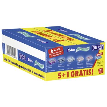 Wrigley Extra  PROFESSIONAL White/Himbeere Granatapfel/Strong Mint AIRWAVES® Strong/Cool Cassis/Menthol & Eucalyptus (5+1 Schaukarton) 180 Verbrauchseinheiten 2,772kg-5000159553827