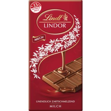 Lindt LINDOR Tafel Milch PP 100g-7610400099950