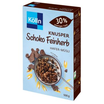 Kölln Knusper Schoko Feinherb Hafer-Müsli 30% weniger Fett 500g -4000540003420