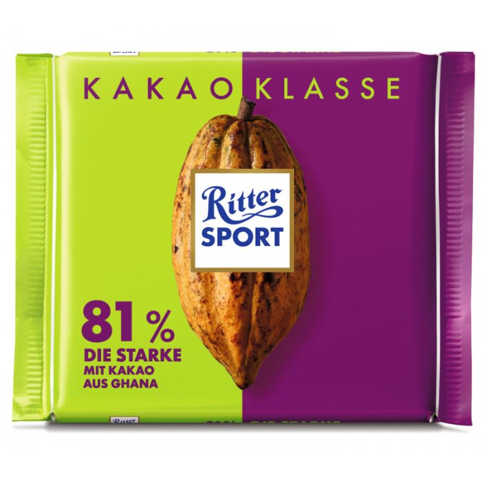 Ritter Sport Kakao Klasse 100G 81% Ghana - Die Starke Tafel-4000417938008