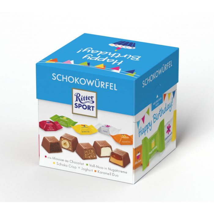 RitterSport Schokowürfel Happy Birthday 176G Box-4000417651808