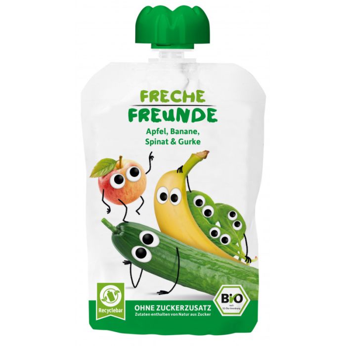 Freche Freunde Bio Quetschie Apfel, Banane, Spinat & Gurke 100g-4260249142343