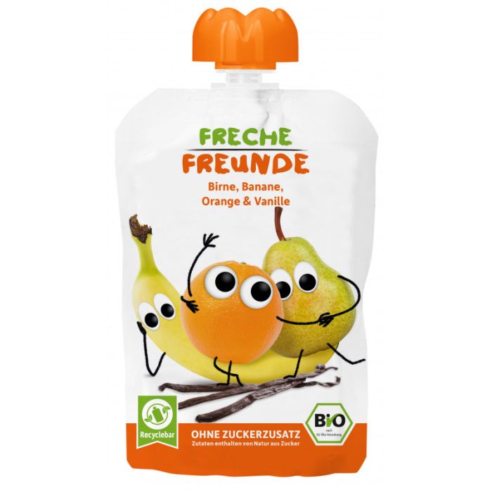 Freche Freunde Bio Quetschie Birne, Banane, Orange & Vanille 100g-4260249140189