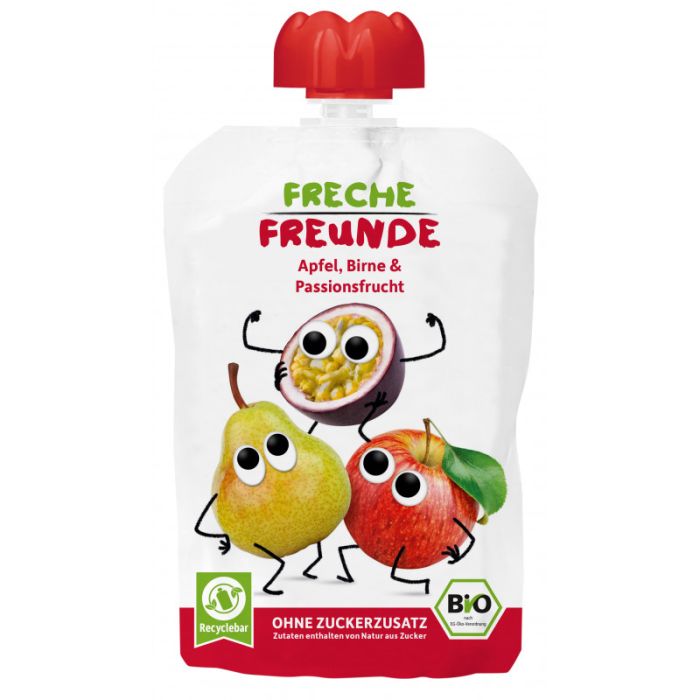 Freche Freunde Bio Quetschie Apfel, Birne & Passionsfrucht 100g-4260249143647