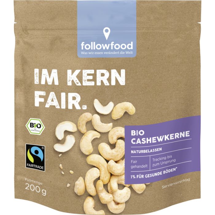 followfood Bio Cashewkerne Fairtrade naturbelassen 200g-4250073460935