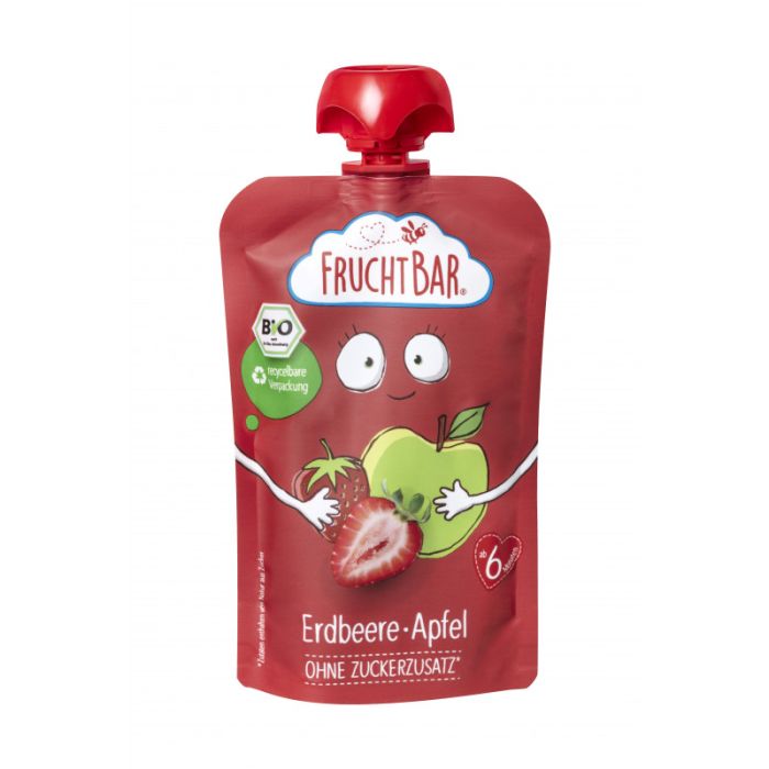 FruchtBar Bio-Fruchtpüree Erdbeere, Apfel 100g-4260133231924