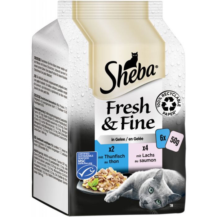 Sheba Fresh & Fine in Gelee mit Thunfisch und mit Lachs 6x 50g-4770608260408