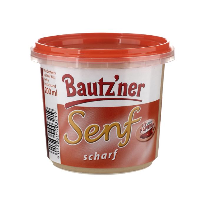 Bautzner Senf scharf Becher 200ml-4012860003219