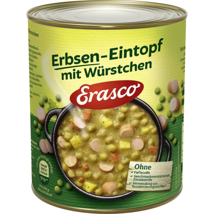 Erasco Erbsen-Eintopf mit Würstchen 800g -4037300108309