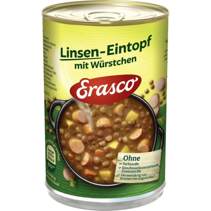 Erasco Linsen-Eintopf mit Würstchen 400g-4037300103236