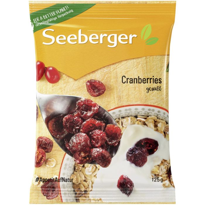 Seeberger Halbierte Cranberries gesüßt, getrocknet 125g-4008258185001