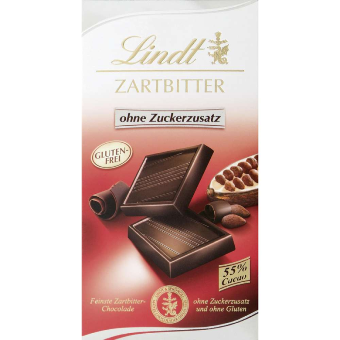 Lindt Zartbitter ohne Zuckerzusatz (100g)-8013108696695