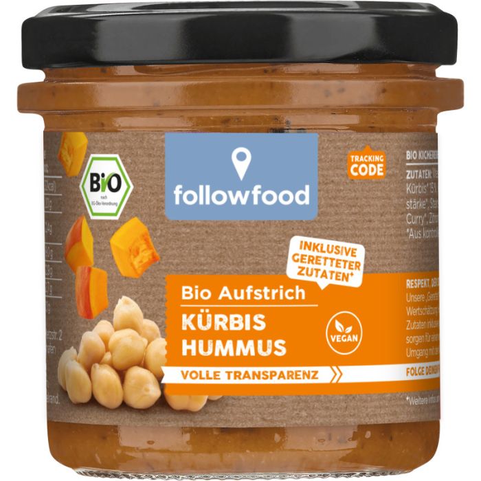 followfood Bio Kichererbsenaufstrich mit Kürbis und Karotte 135g-4260655550237