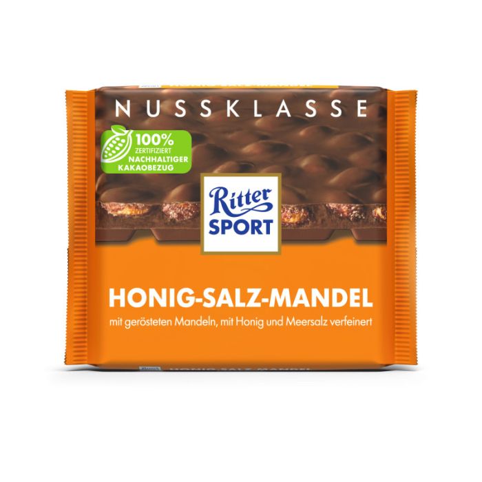 Ritter Sport Nuss Klasse Honig-Salz-Mandel Tafel 100g-4000417670410